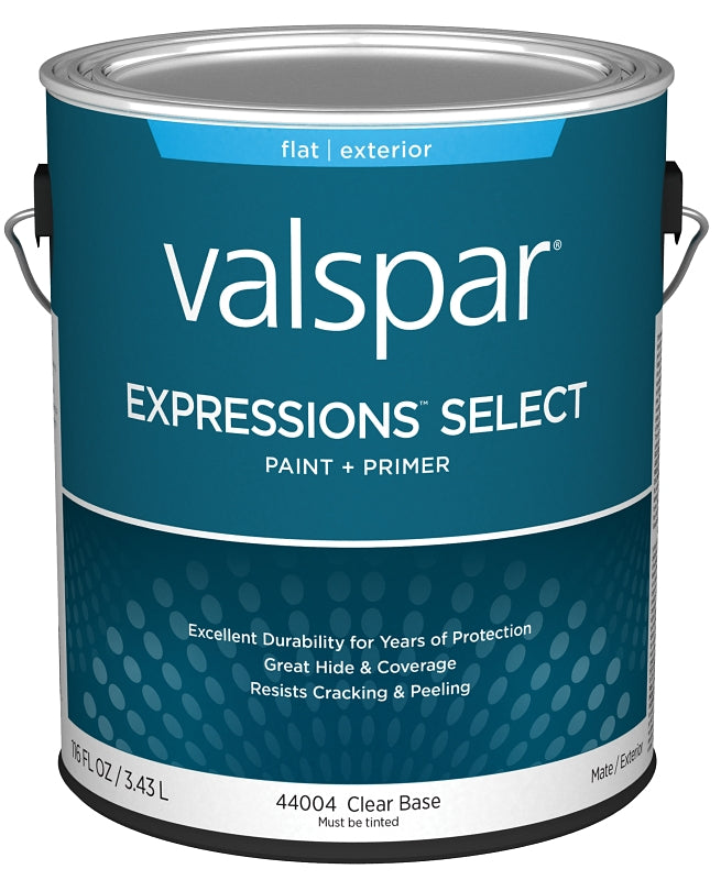 Valspar Expressions Select 4400 028.0044004.007 Latex Paint, Acrylic Base, Flat Sheen, Clear Base, 1 gal