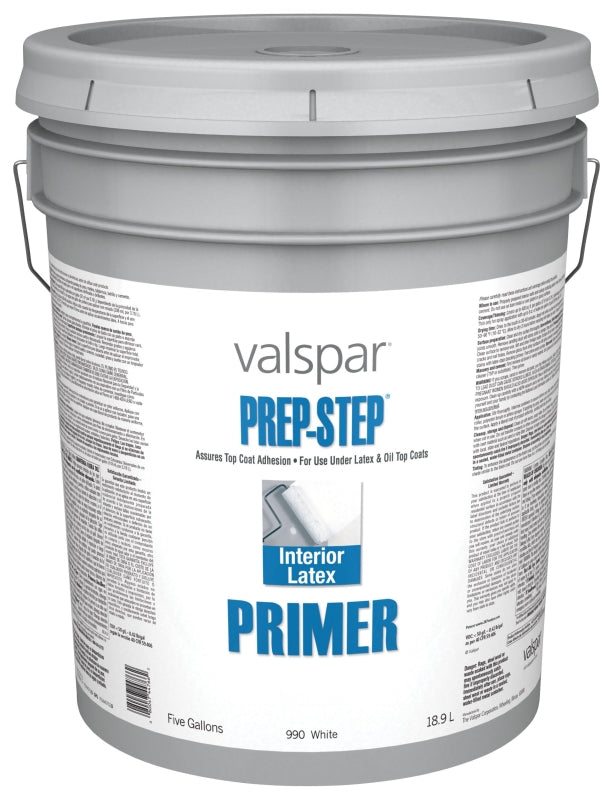 Valspar Prep-Step 044.0000990.008 Interior Latex Primer, White, 5 gal, Can