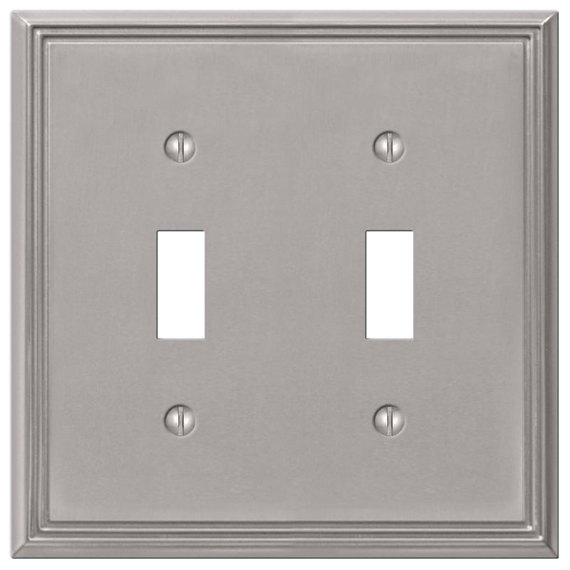 Amerelle 77TTBN Wallplate, 4-3/4 in L, 4-3/4 in W, 2 -Gang, Metal, Brushed Nickel