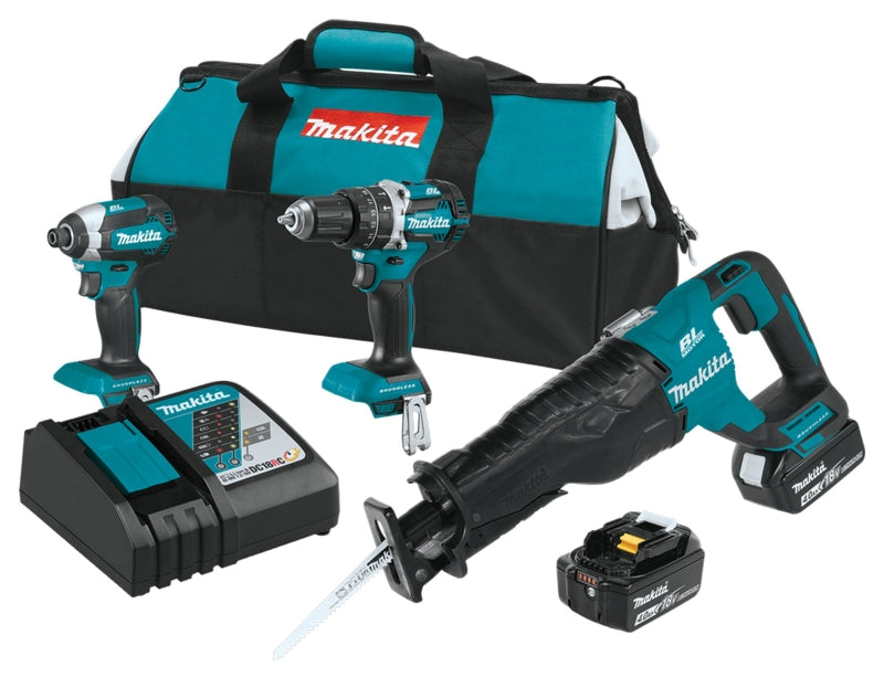 Makita XT328M Brushless Combination Kit, Battery Included, 18 V, 3-Tool, Lithium-Ion Battery