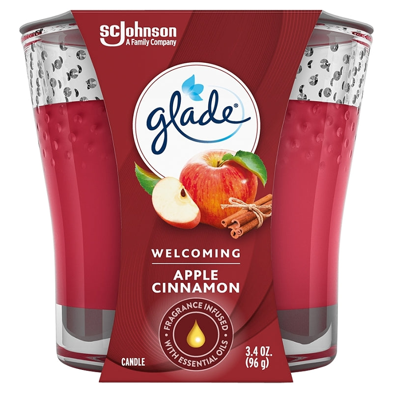 Glade 76947 Air Freshener Candle, 3.4 oz Jar, Apple Cinnamon, Red