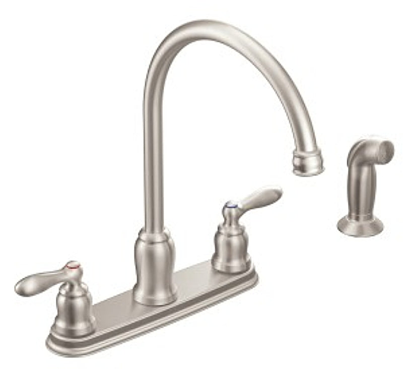 Moen Caldwell Series CA87060SRS Kitchen Faucet, 1.5 gpm, 2-Faucet Handle, Stainless Steel, Stainless Steel