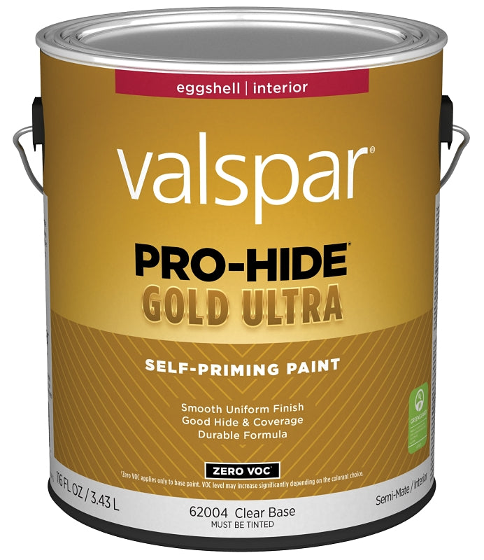 Valspar Pro-Hide Gold Ultra 6200 028.0062004.007 Latex Paint, Acrylic Base, Eggshell Sheen, Clear Base, 1 gal