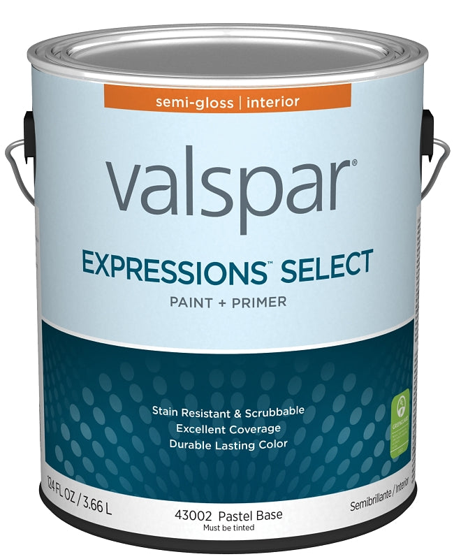 Valspar Expressions Select 4300 028.0043002.007 Latex Paint, Acrylic Base, Semi-Gloss Sheen, Pastel Base, 1 gal