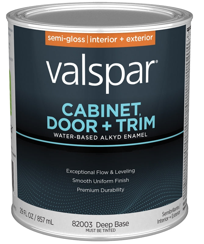 Valspar 8200 028.0082003.005 Cabinet, Door and Trim Paint Enamel, Water Base, Semi-Gloss Sheen, Deep Base, 1 qt