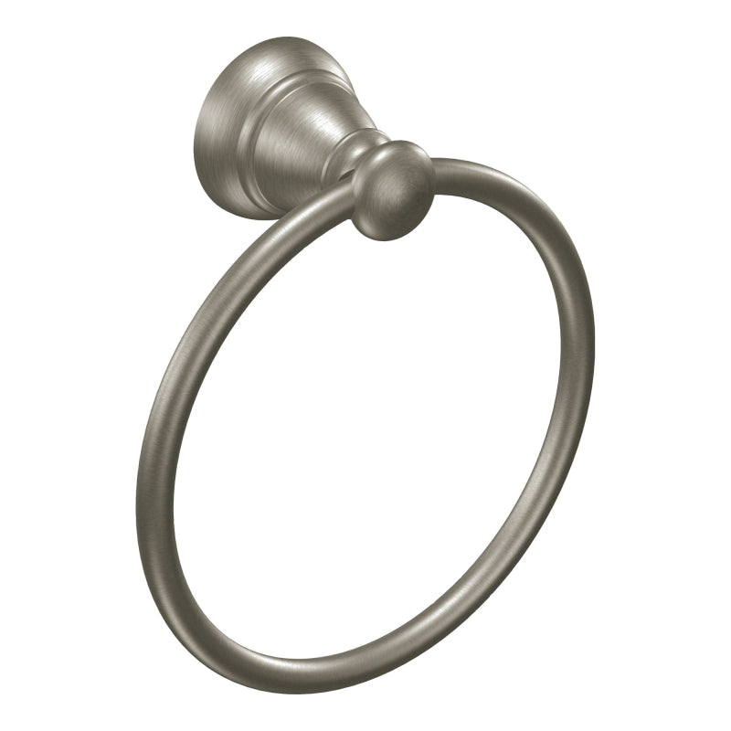 Moen Banbury Series Y2686BN Towel Ring, 6 in Dia Ring, 22 lb, Aluminum/Zinc, Brushed Nickel, Screw Mounting