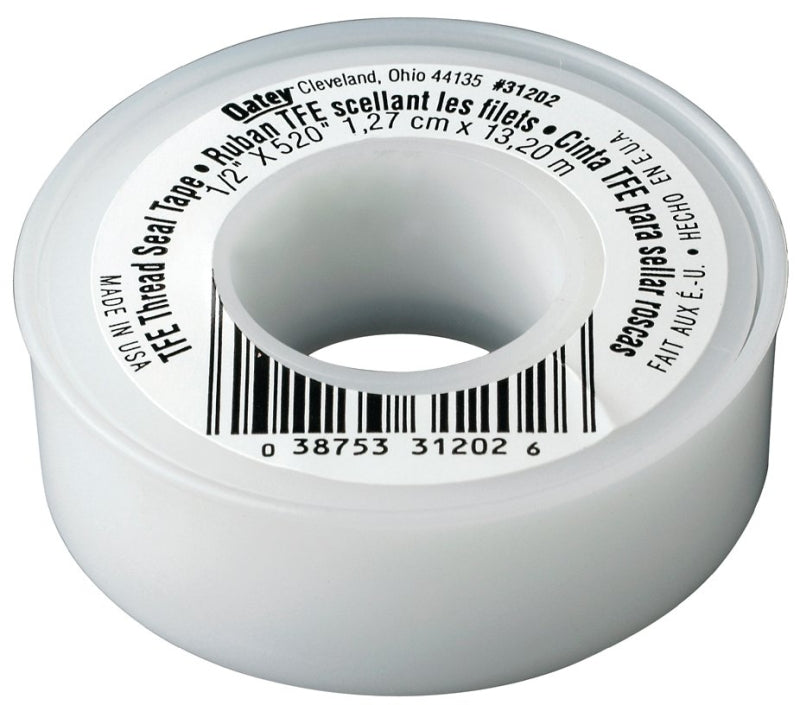 Oatey 31212 Thread Sealant Tape, 260 in L, 3/4 in W, PTFE, White