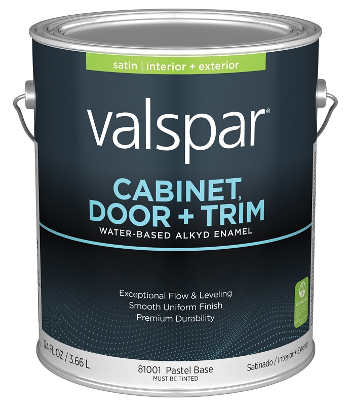 Valspar 8100 028.0081001.007 Cabinet, Door and Trim Paint Enamel, Water Base, Satin Sheen, Pastel Base, 1 gal