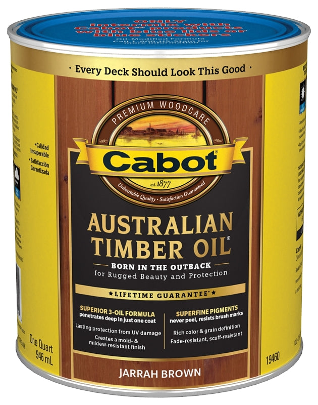 Cabot 140.0019460.005 Australian Timber Oil, Jarrah Brown, Liquid, 1 qt, Can