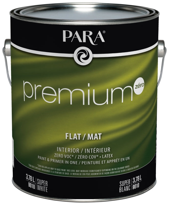 Para Premium Series 9010-16 Interior Paint, Solvent, Water, Flat, White, 1 gal, 400 to 450 sq-ft Coverage Area