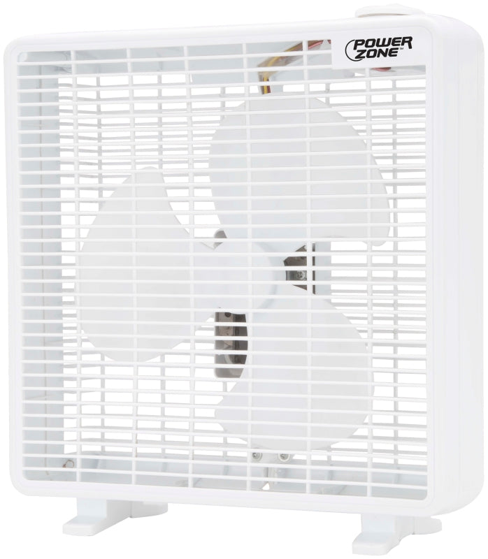 PowerZone F-1022 Box Fan, 120 VAC, 10 in Dia Blade, 3-Blade, 3-Speed, White