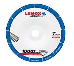 Lenox MetalMax 2044481 Grinding Wheel, 7 in Dia, 0.06 in Thick, 7/8 in Arbor, Diamond Abrasive