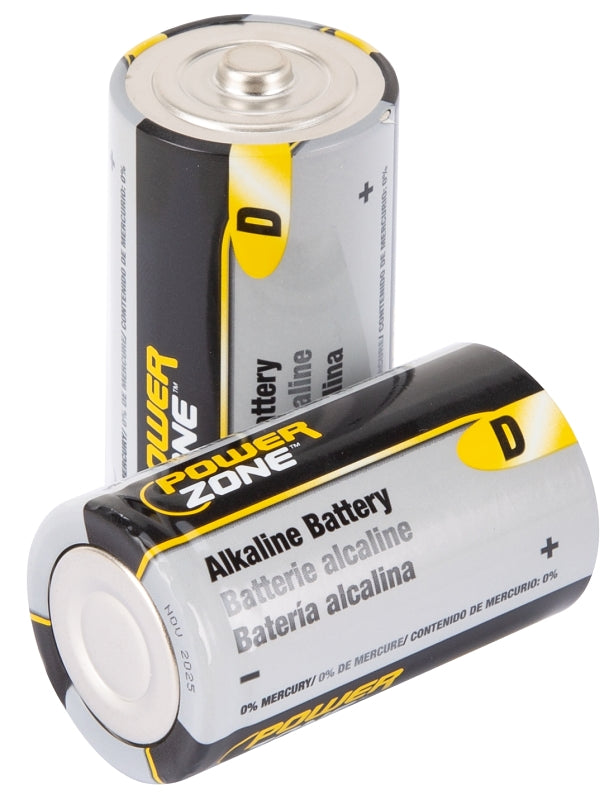 PowerZone LR20-4P-DB Battery, 1.5 V Battery, D Battery, Zinc, Manganese Dioxide, and Potassium Hydroxide