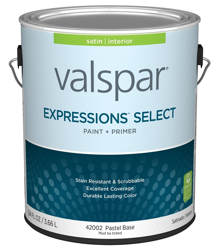 Valspar Expressions Select 4200 028.0042002.007 Latex Paint, Acrylic Base, Satin Sheen, Pastel Base, 1 gal