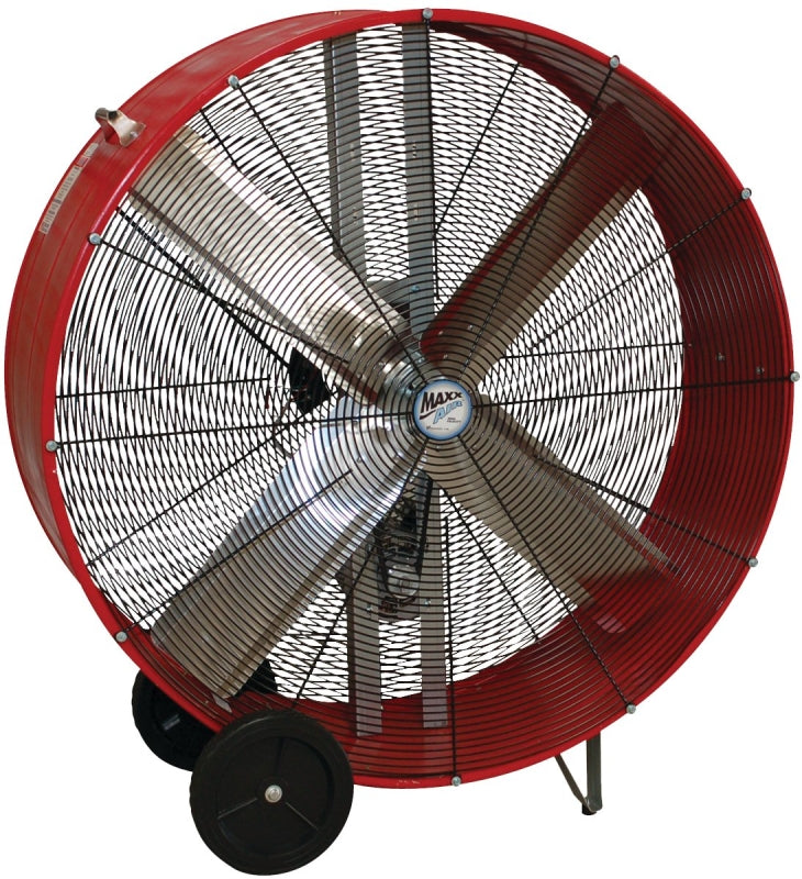 MaxxAir BF48BDRED Portable Drum Fan, 120 V, 2-Speed, 10,100 to 18,000 cfm Air, Black/Red