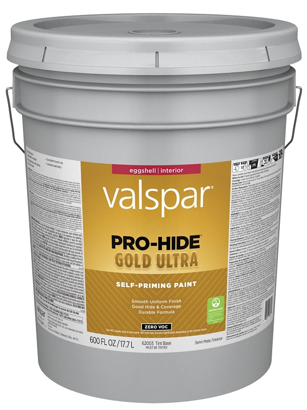 Valspar Pro-Hide Gold Ultra 6200 028.0062003.008 Latex Paint, Acrylic Base, Eggshell Sheen, Tint White, 5 gal