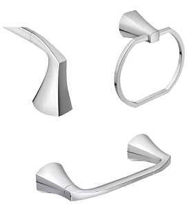 Moen Lindor MY8793CH Bathroom Hardware Set, Zinc, Chrome, 3-Piece