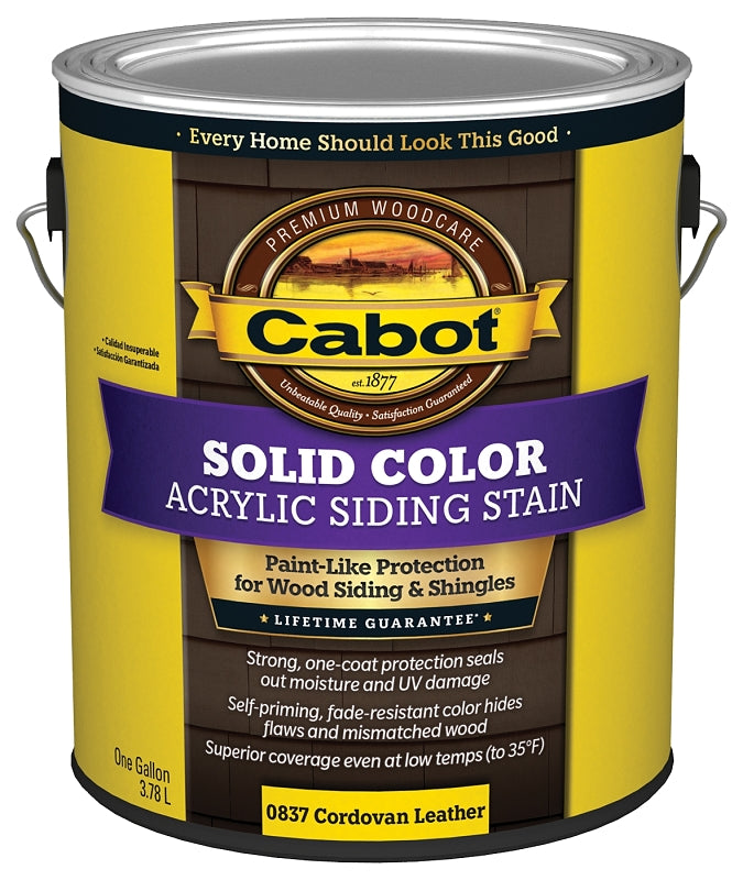 Cabot 800 Series 140.0000837.007 Solid Color Siding Stain, Natural Flat, Cordovan Brown, Liquid, 1 gal, Can