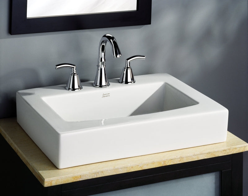 American Standard Boxe 0504008.020 Vessel Sink, Rectangle Basin, 8 in Faucet Centers, 23-1/4 in OAW, 17-1/2 in OAH