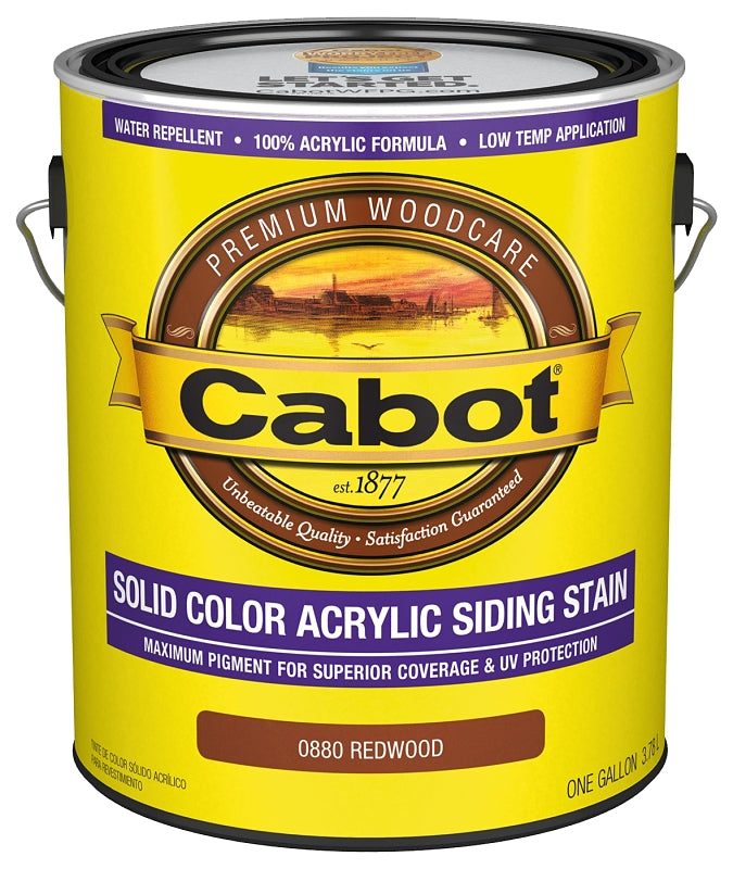 Cabot 800 Series 140.0000880.007 Solid Color Siding Stain, Natural Flat, Redwood, Liquid, 1 gal, Can