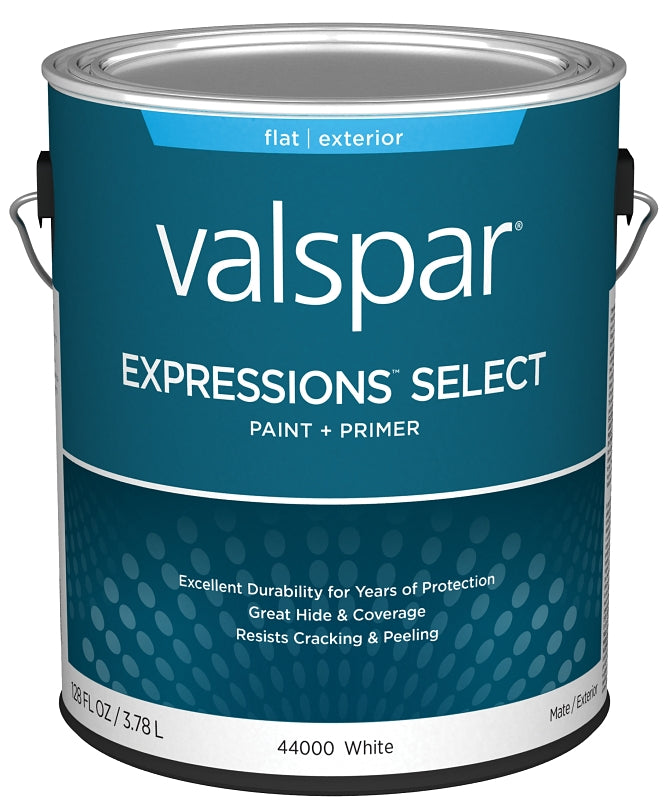 Valspar Expressions Select 4400 028.0044000.007 Latex Paint, Acrylic Base, Flat Sheen, White Base, 1 gal