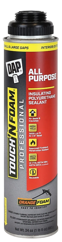 Touch 'n Foam Professional Series 4006002420 Foam Sealant, Bright Orange, 24 oz, Can