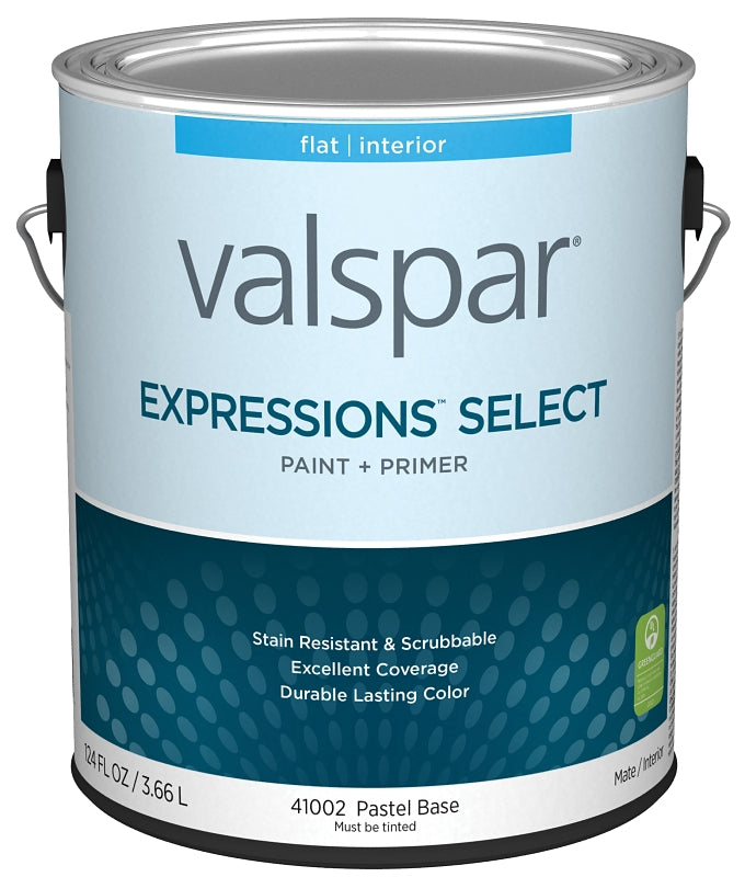 Valspar Expressions Select 4100 028.0041002.007 Latex Paint, Acrylic Base, Flat Sheen, Pastel Base, 1 gal