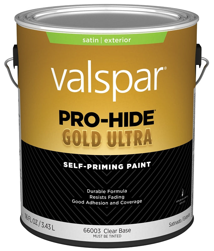 Valspar Pro-Hide Gold Ultra 6600 028.0066003.007 Latex Paint, Acrylic Base, Satin Sheen, Clear Base, 1 gal