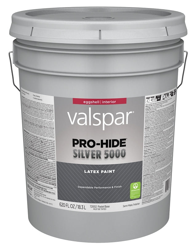 Valspar Pro-Hide Silver 5000 7300 028.0072002.008 Latex Paint, Water Base, Eggshell, Pastel Base, 5 gal