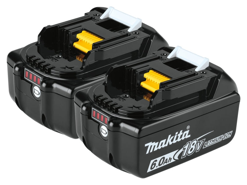 Makita BL1860B-2 Battery, 18 V Battery, 6 Ah, 55 min Charging