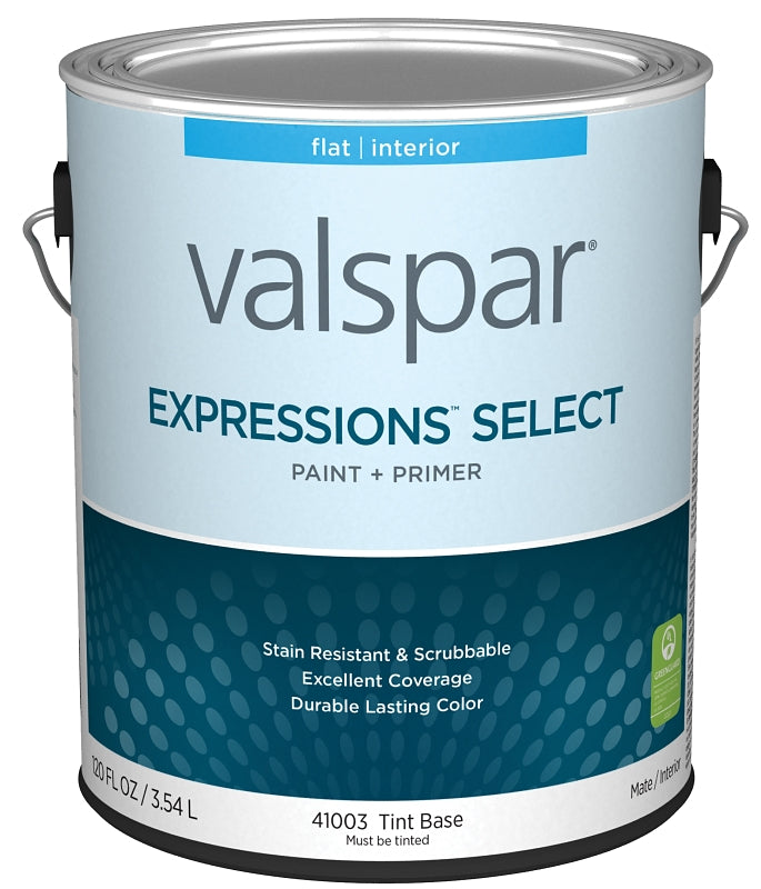 Valspar Expressions Select 4100 028.0041003.007 Latex Paint, Acrylic Base, Flat, Tint Base, 1 gal