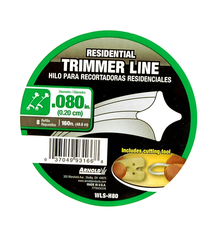 ARNOLD WLS-H80 Trimmer Line, 0.080 in Dia, 160 ft L, Nylon