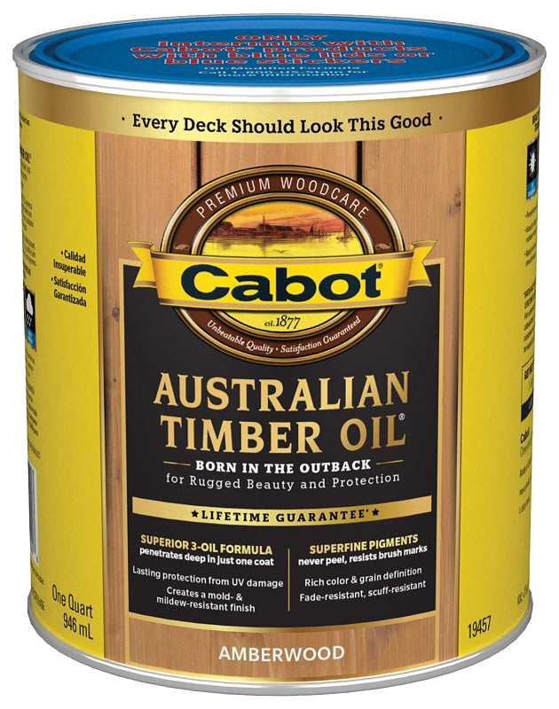 Cabot 19400 Series 140.0019457.005 Australian Timber Oil, Amberwood, Liquid, 1 qt