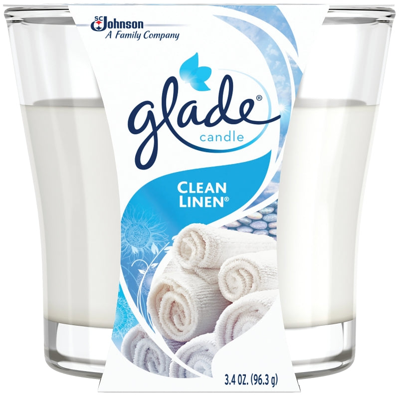 Glade 76958 Air Freshener Candle, 3.4 oz Jar, Clean Linen