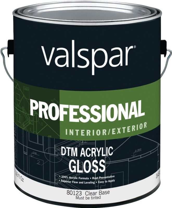 Valspar 045.0080123.007 DTM Acrylic Enamel Paint, Gloss Sheen, Clear, 1 gal, Pail, 300 to 400 sq-ft/gal Coverage Area