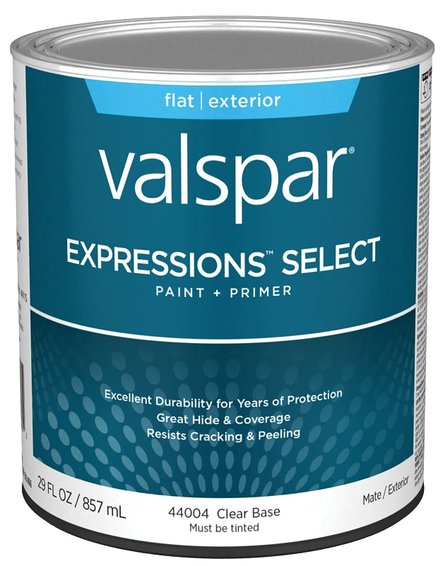 Valspar Expressions Select 4400 028.0044004.005 Latex Paint, Acrylic Base, Flat, Clear Base, 1 qt