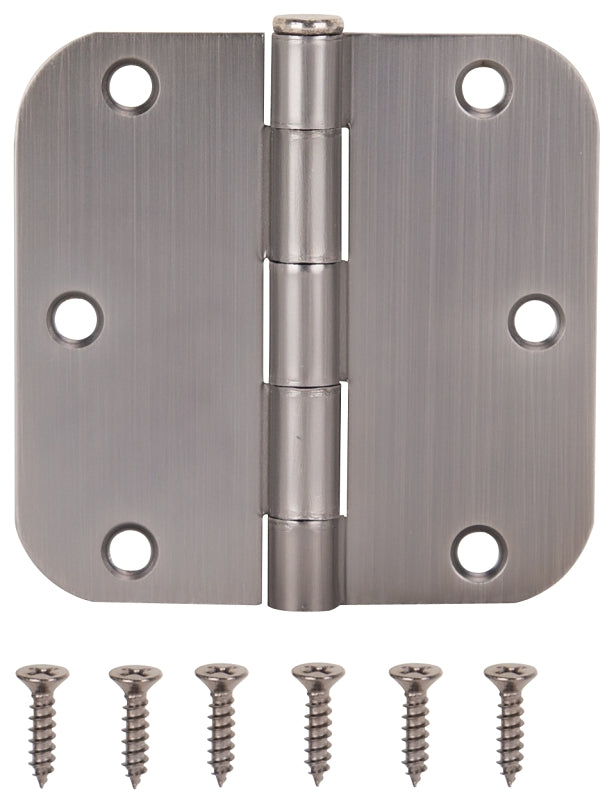 ProSource 20347ANX Door Hinge, Steel, Antique Nickel, Loose Pin, 180 deg Range of Motion, Screw Mounting