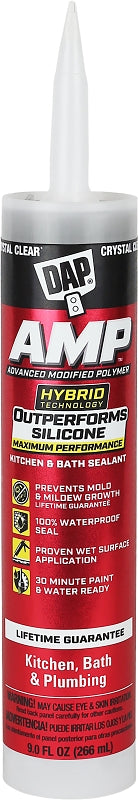 DAP AMP 7079800763 Advanced Sealant Caulk, Clear, 30 min Curing, 9 oz Cartridge