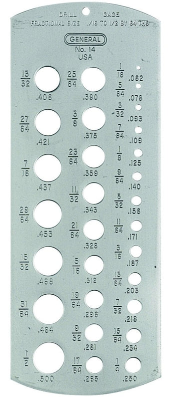 General 14 Drill Gauge, Stainless Steel