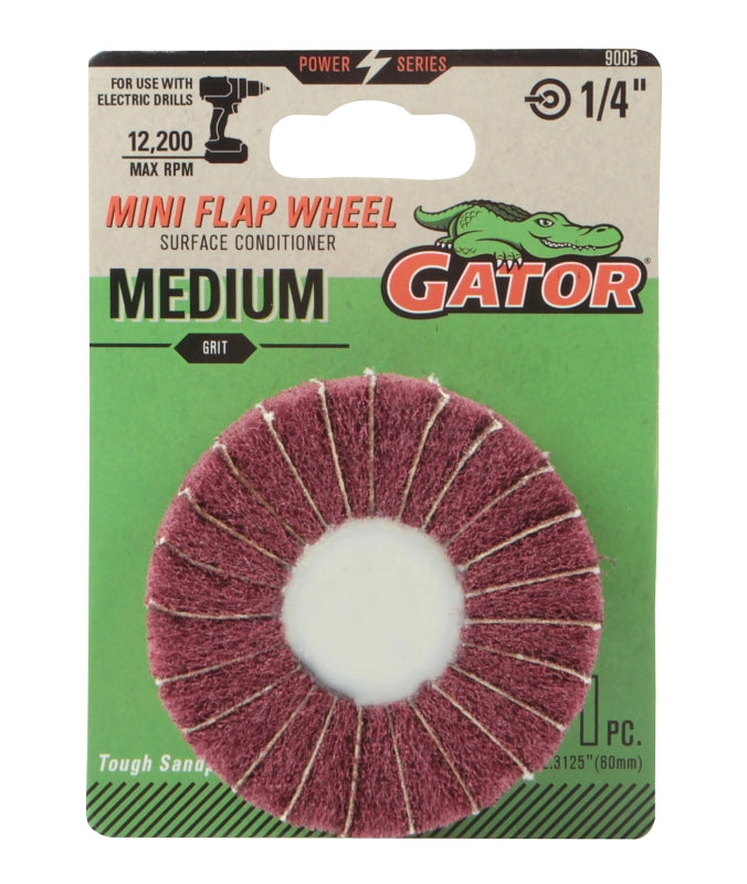 Gator 9005 Flap Wheel, 2-1/2 in Dia, 1/4 in Arbor, Aluminum Oxide Abrasive