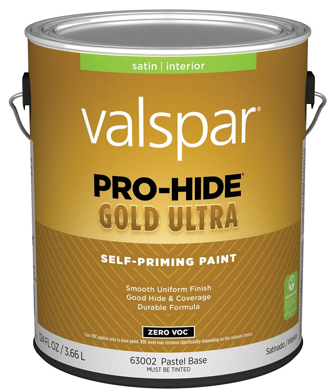 Valspar Pro-Hide Gold Ultra 6300 028.0063002.007 Latex Paint, Acrylic Base, Satin, Pastel Base, 1 gal