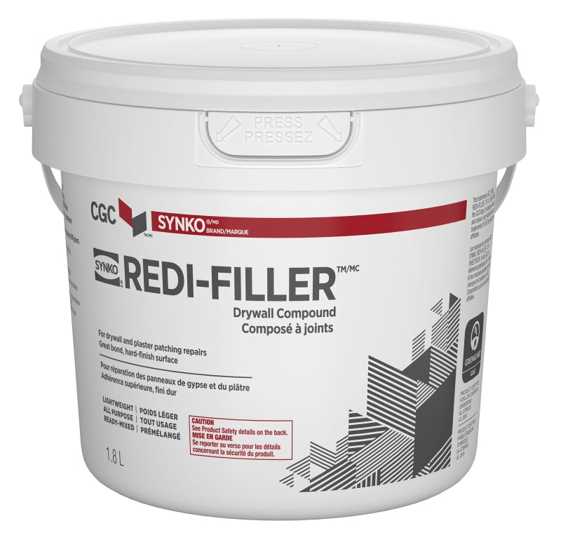 Synko Redi-Filler 330012 Drywall Compound, Paste, Off White, 1.8 L