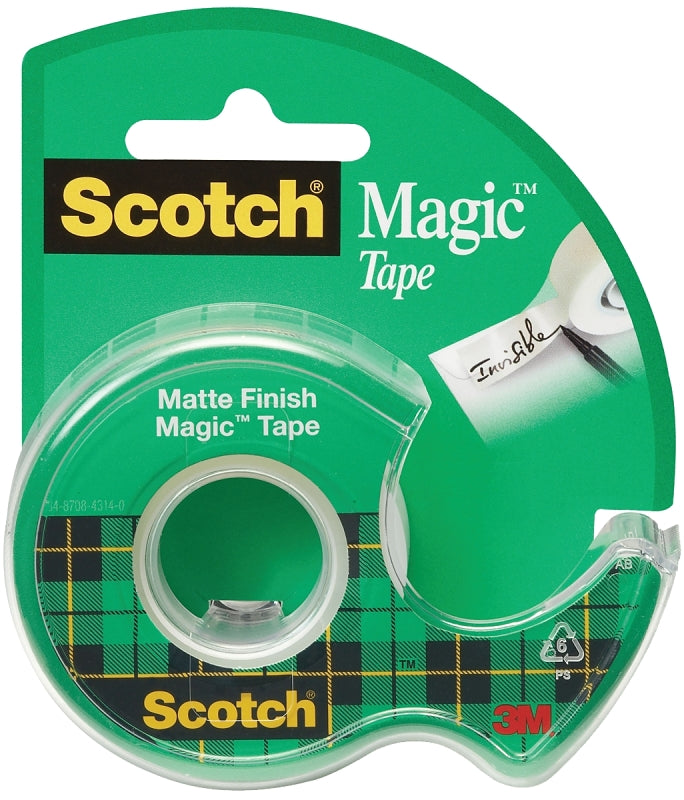 Scotch Magic 105 Office Tape, 300 in L, 3/4 in W, Plastic Backing