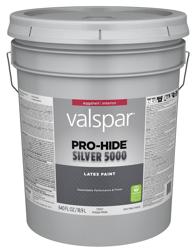 Pro-Hide Silver 5000 7200 028.0072007.008 Interior Paint, Eggshell Sheen, Antique White, 5 gal, Plastic Pail