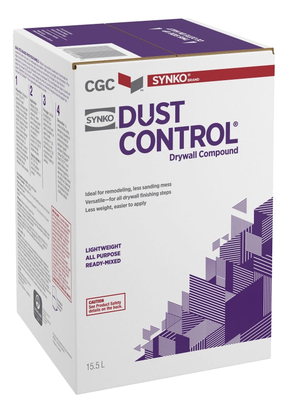 Synko Dust Control 330171 Drywall Compound, Paste, Off White, 15.5 L