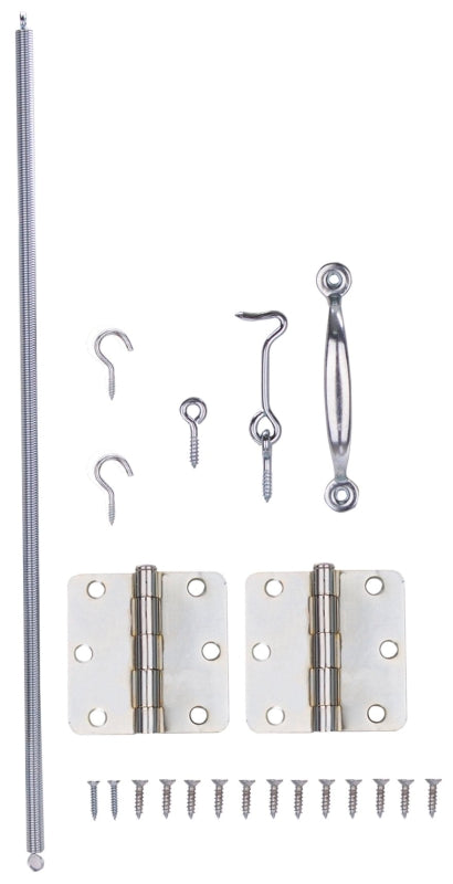 ProSource 41099-U-PS Hinge Set, Steel, Sliver, Zinc Plated, 22-Piece, For: Wood Screen Doors